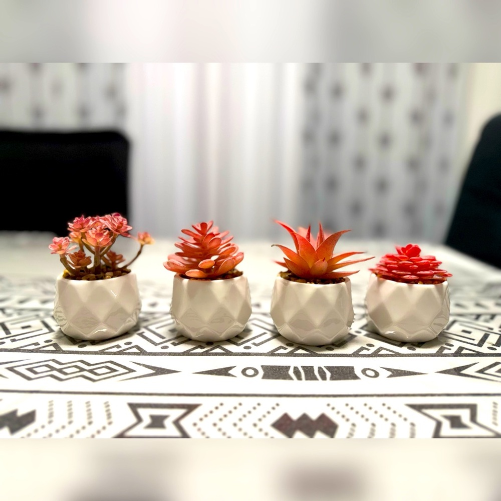 Mini Artificial Pink Succulents Plants (Set of 4)